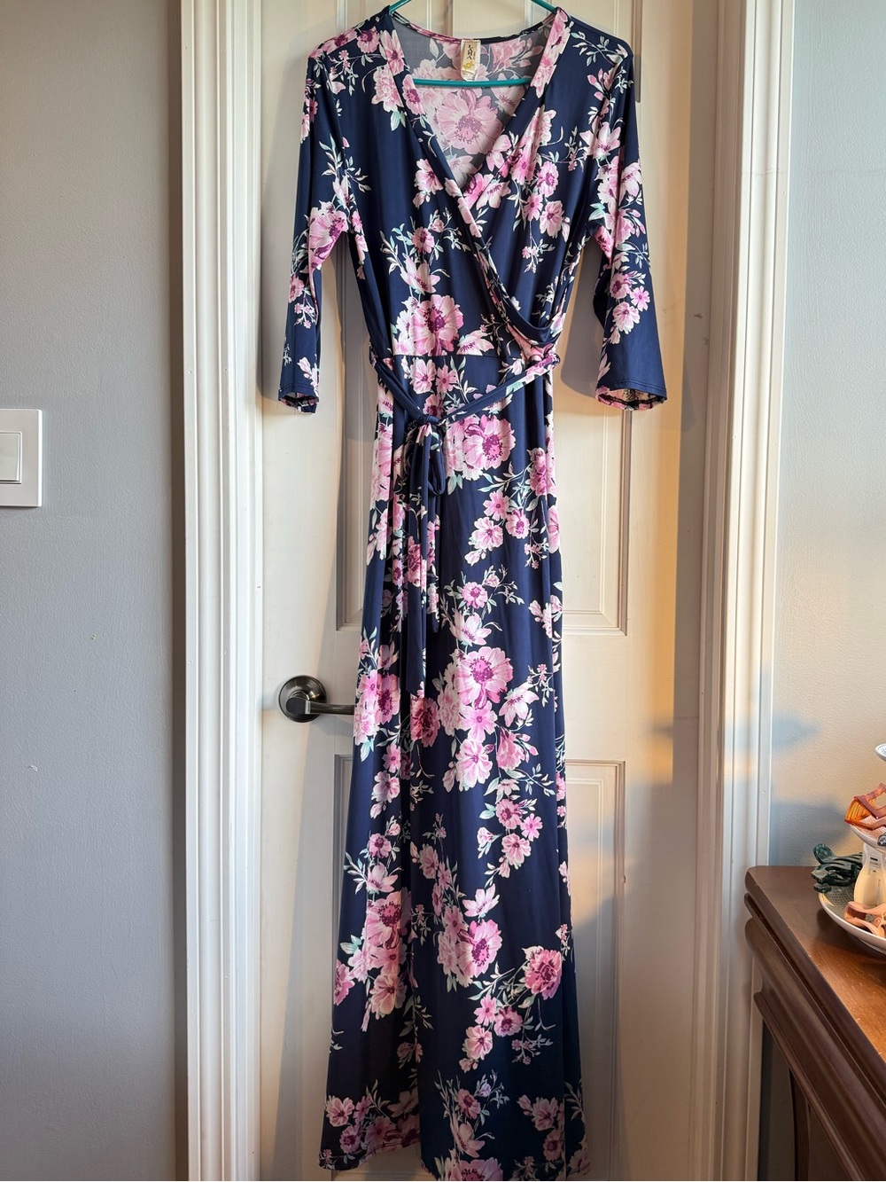 Lara Navy Pink Floral Maxi Dress